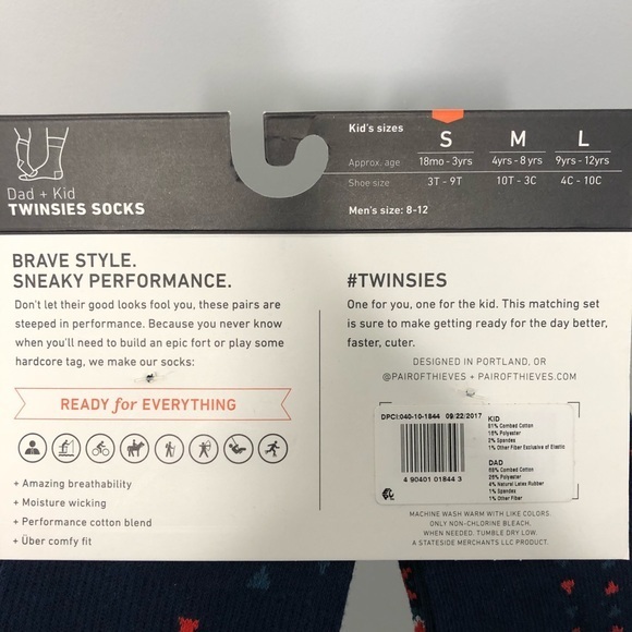 Twinsies Socks Kid+Dad Striped Red Green Size Med - Picture 6 of 8